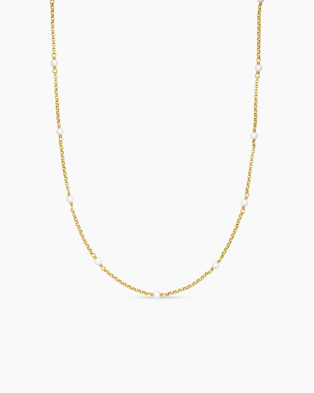 Womens Cable Collectibles Bead and Chain Necklace in 18K Yellow Gold, 3.5mm