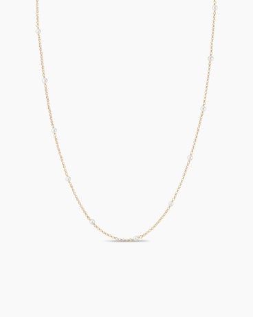 Cable Collectibles® Bead and Chain Necklace in 18K Yellow Gold with Pearls, 3.5mm