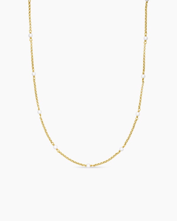 Cable Collectibles Bead and Chain Necklace in 18K Yellow Gold, 3.5mm