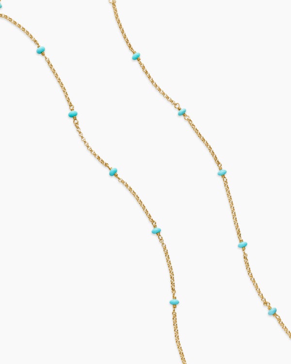 Cable Collectibles Bead and Chain Necklace in 18K Yellow Gold, 3.5mm