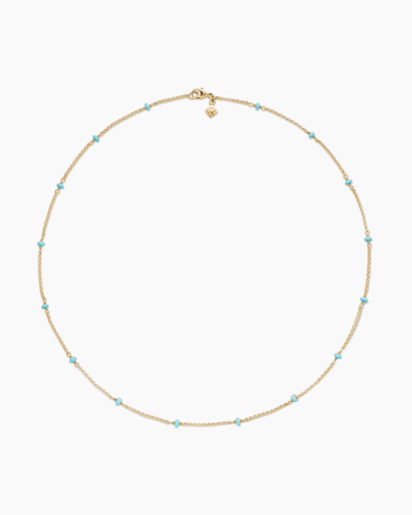 Cable Collectibles Bead and Chain Necklace in 18K Yellow Gold, 3.5mm