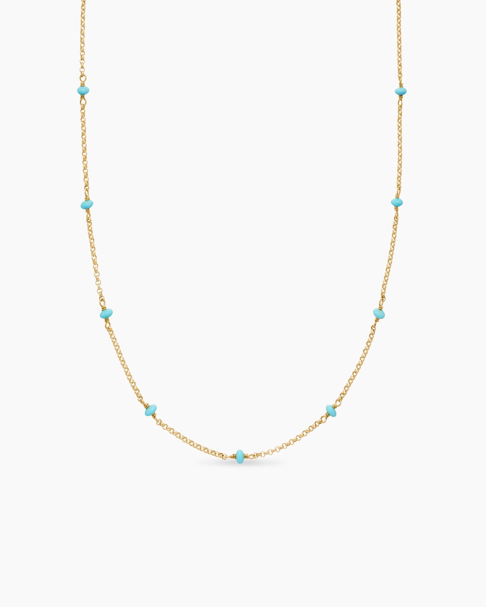 Womens Cable Collectibles Bead and Chain Necklace in 18K Yellow Gold, 3.5mm