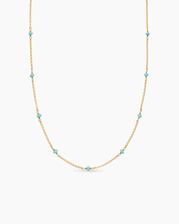 Cable Collectibles Bead and Chain Necklace in 18K Yellow Gold, 3.5mm