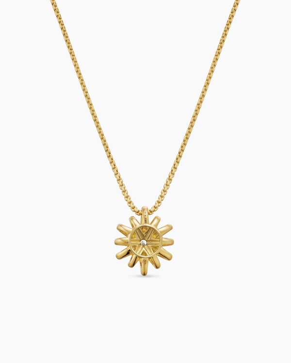 Starburst Pendant Necklace in 18K Yellow Gold with Diamonds, 11mm