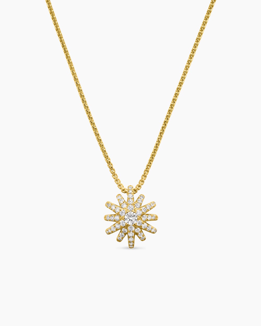 Collier avec pendentif Starburst en or jaune 18 carats avec diamants, 11 mm pour femmes