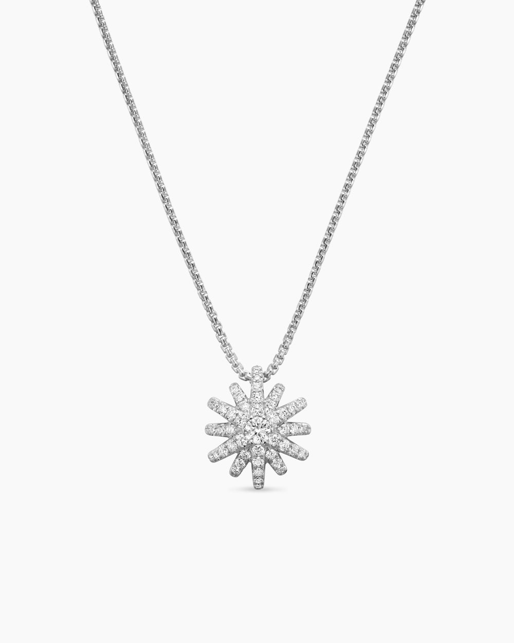 Collier avec pendentif Starburst en or blanc 18 carats avec diamants, 12 mm femmes