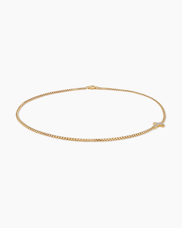 Cross Station Necklace in 18K Yellow Gold, 5mm