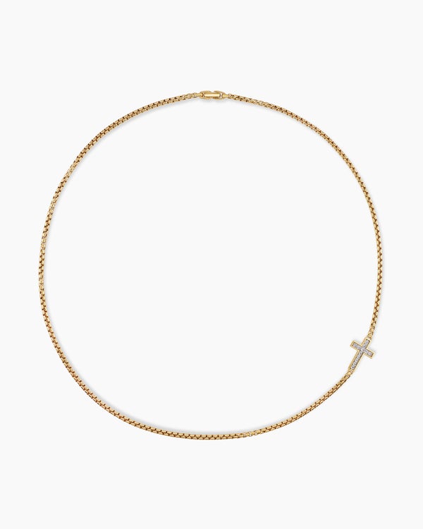 Cross Station Necklace in 18K Yellow Gold, 5mm