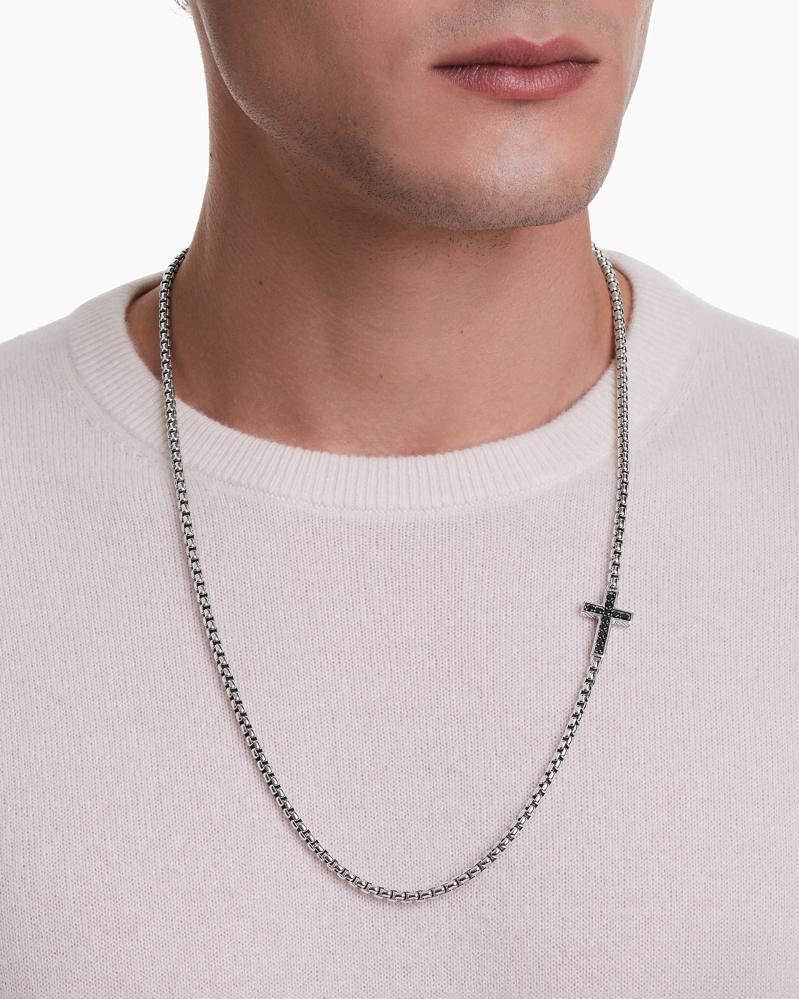 David Yurman Men's Streamline® Cross Station Necklace in Sterling Silver  with Black Diamonds, 3.6mm | Nordstrom | Diamond, Station necklace, Necklace
