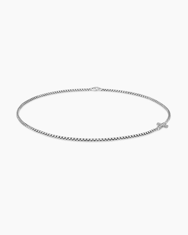 Cross Station Necklace in Sterling Silver, 5mm