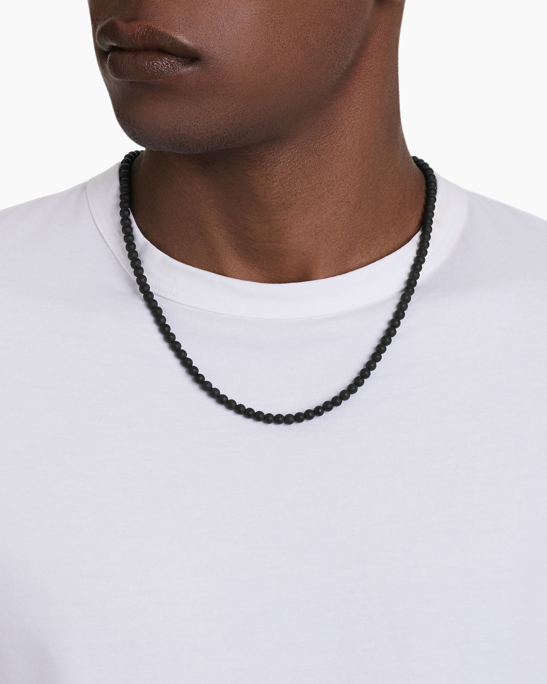 Buy the Mens Black Onyx Matte Beaded Necklace