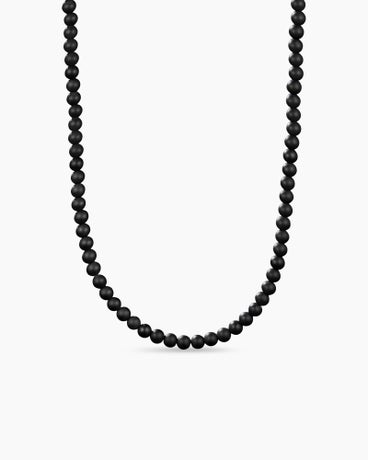 Spiritual Beads Necklace with Black Onyx and Sterling Silver, 5mm