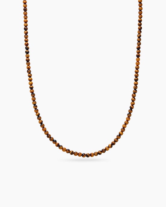 Spiritual Beads Necklace with Tiger’s Eye and Sterling Silver, 5mm