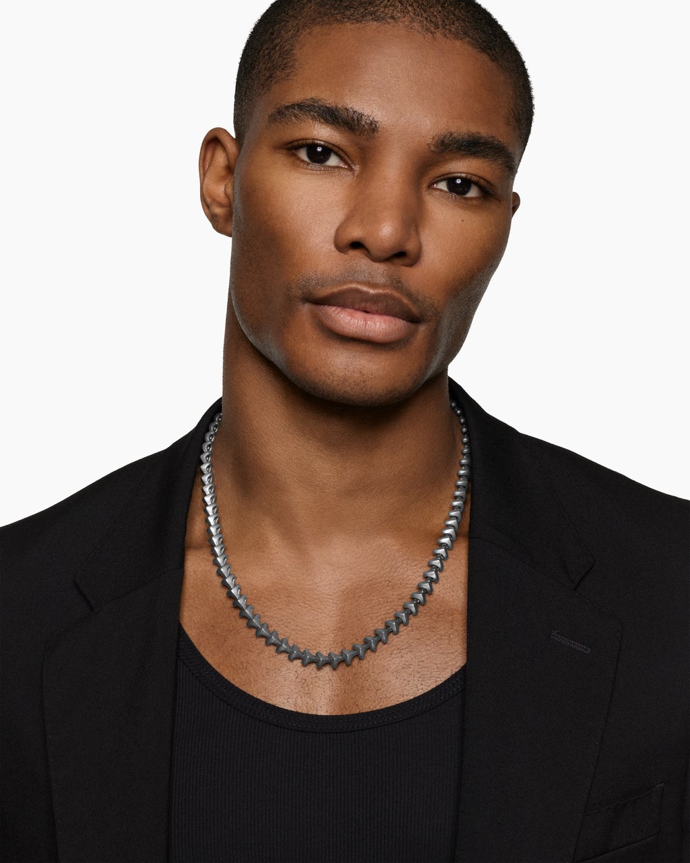 Mens Armoury Necklace in Anthracite Titanium with Sterling Silver, 9.5mm