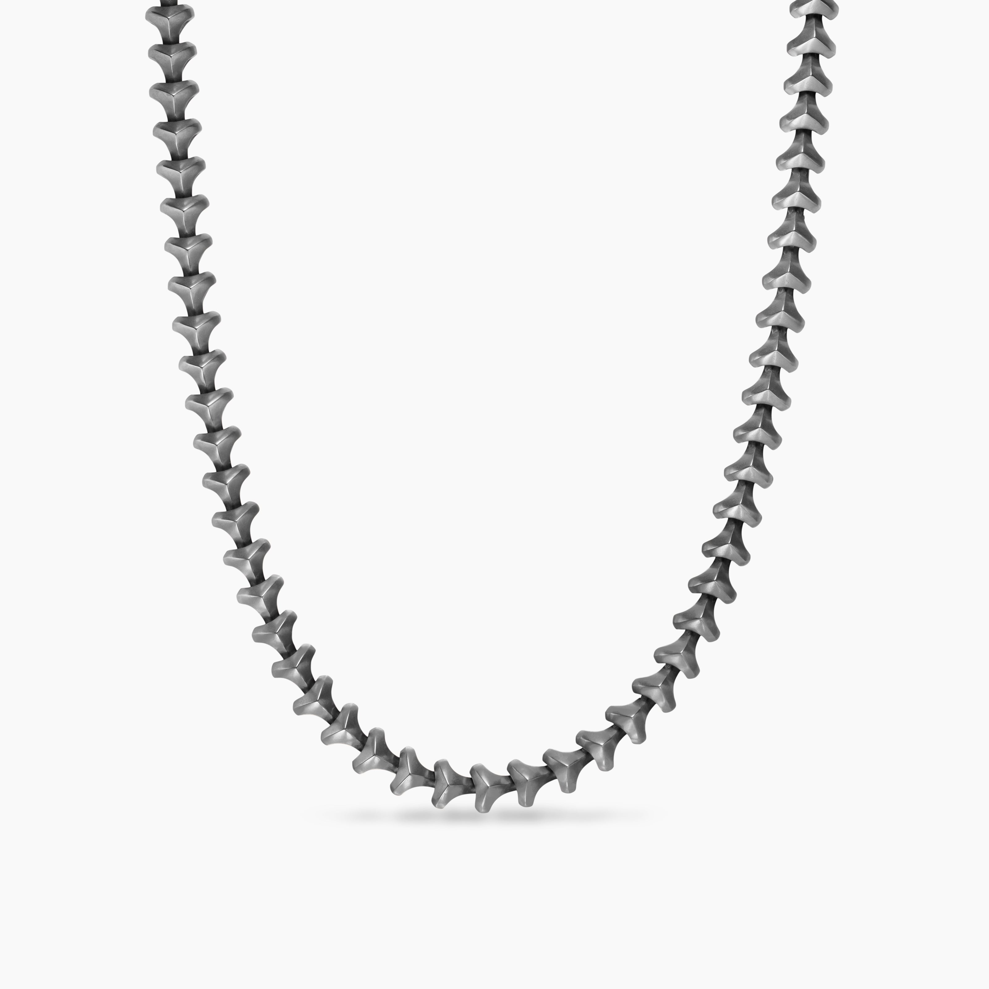 Mens Armory Necklace in Anthracite Titanium with Sterling Silver, 9.5mm