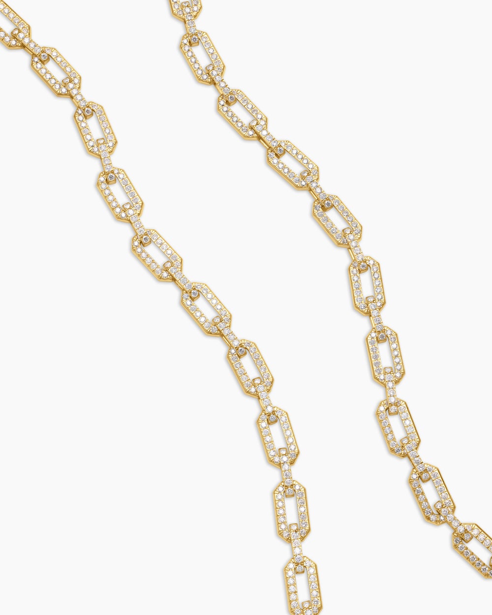Womens Pavé Chain Necklace in 18K Yellow Gold with Diamonds, 7mm