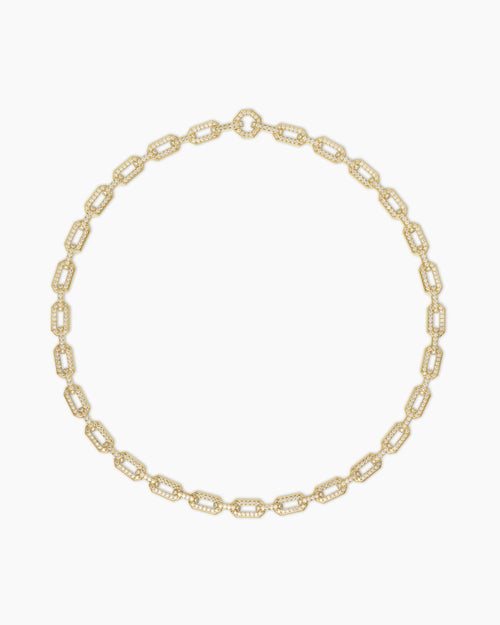 Womens Pavé Chain Necklace in 18K Yellow Gold, 7mm