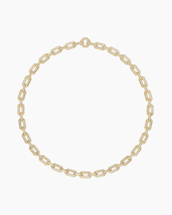 Pavé Chain Necklace in 18K Yellow Gold with Diamonds, 7mm