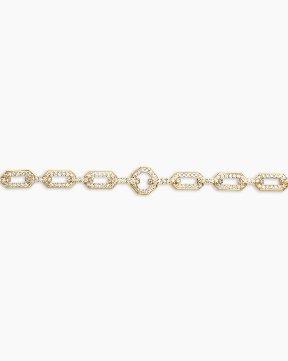 Womens Pavé Chain Necklace in 18K Yellow Gold with Diamonds, 7mm