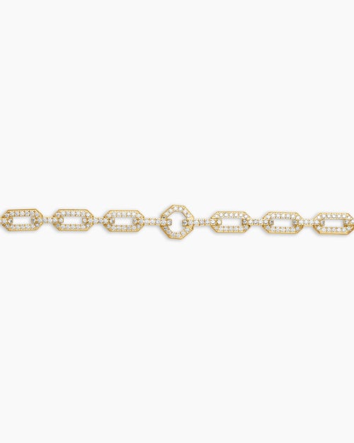 Womens Pavé Chain Necklace in 18K Yellow Gold, 7mm