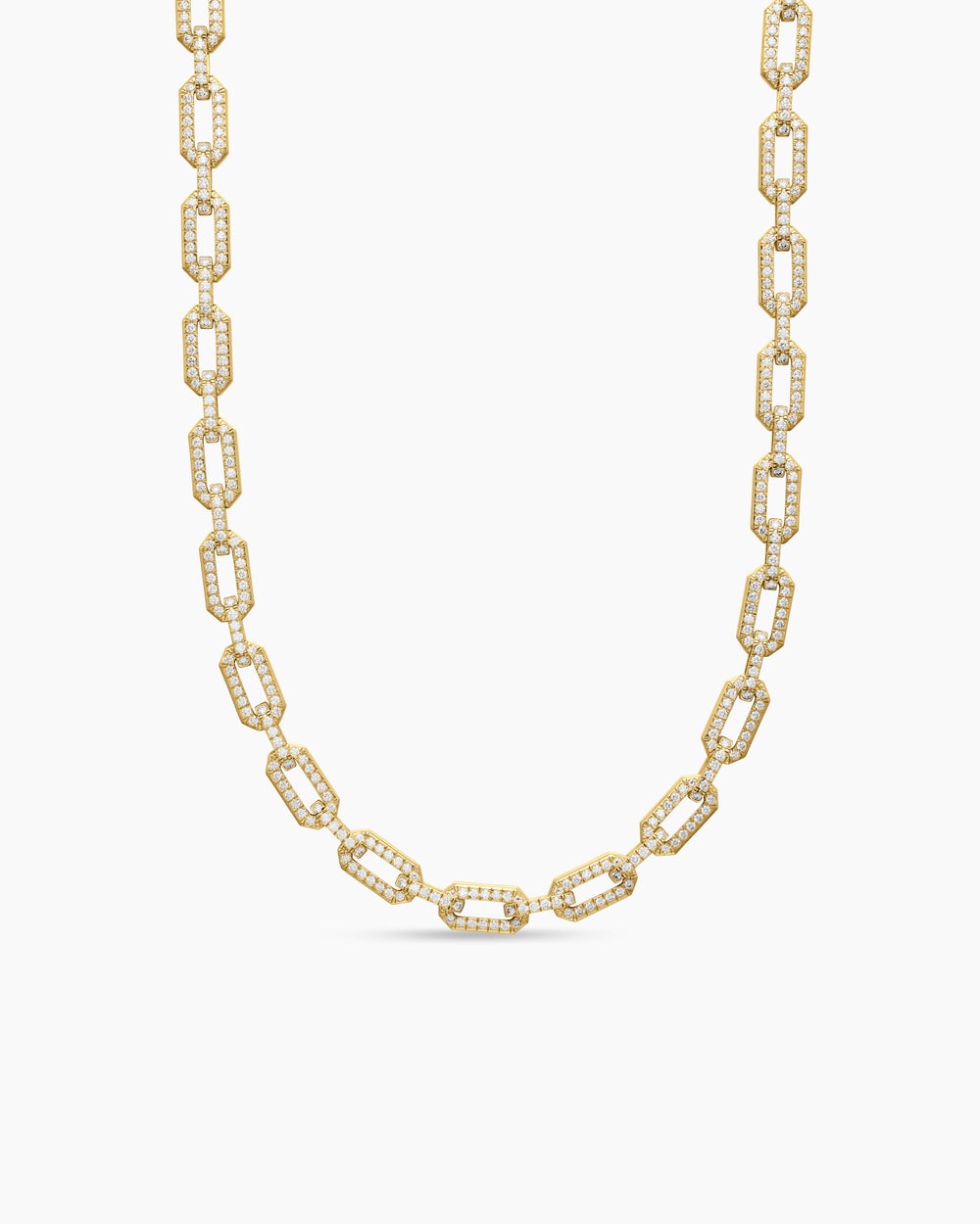 Womens Pavé Chain Necklace in 18K Yellow Gold with Diamonds, 7mm