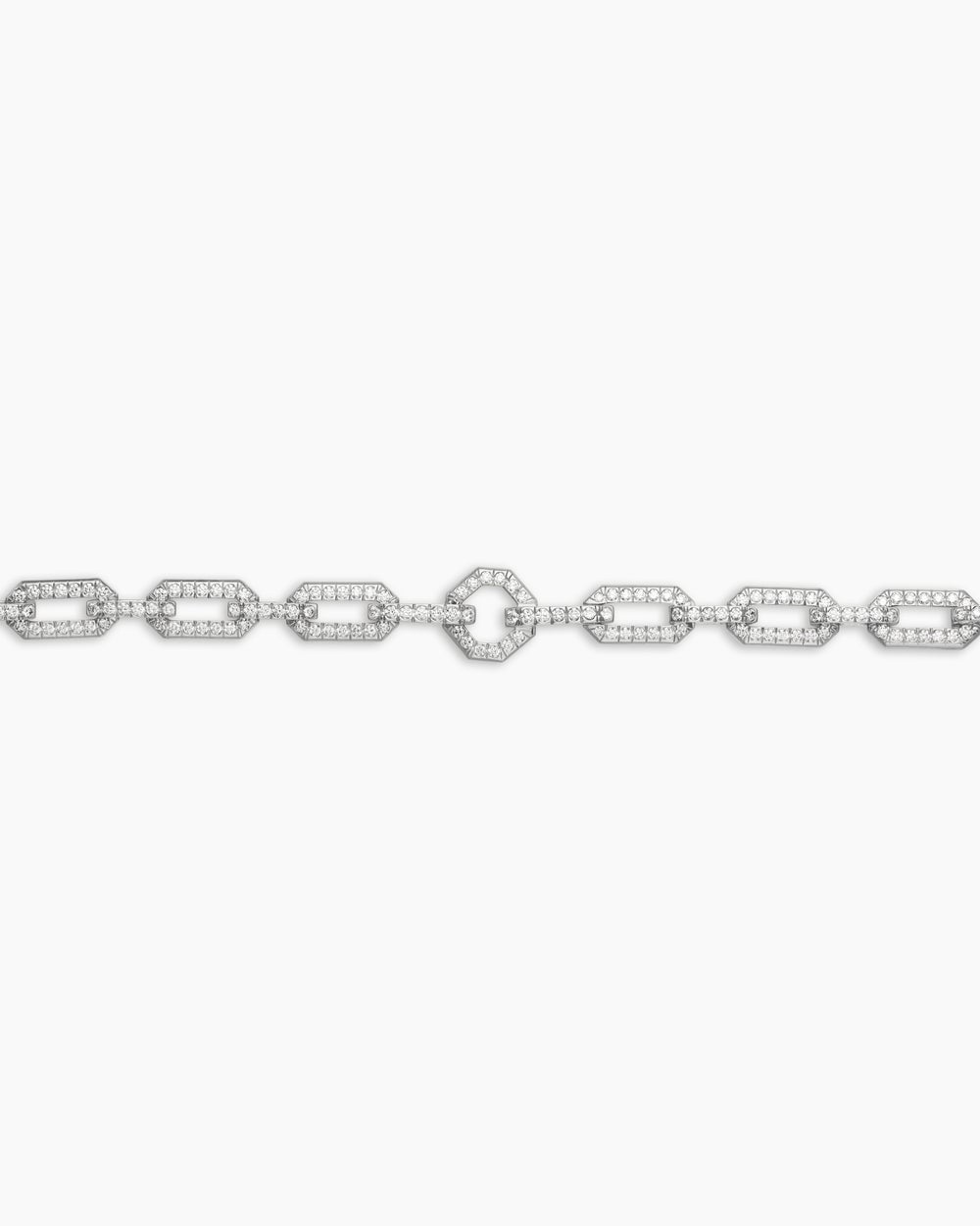 Womens Pavé Chain Necklace in 18K White Gold with Diamonds, 7mm