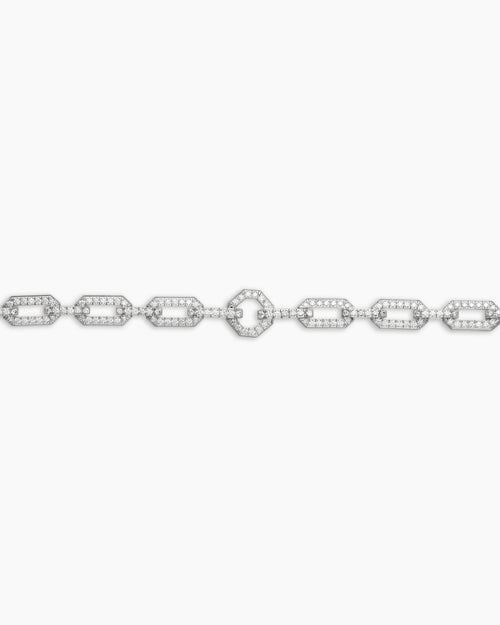 Womens Pavé Chain Necklace in 18ct White Gold with Diamonds, 7mm