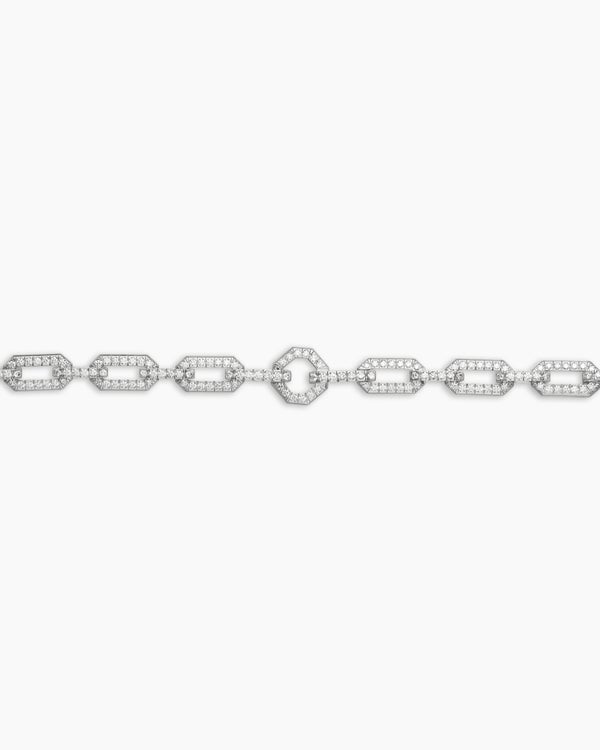 Pavé Chain Necklace in 18K White Gold with Diamonds, 7mm