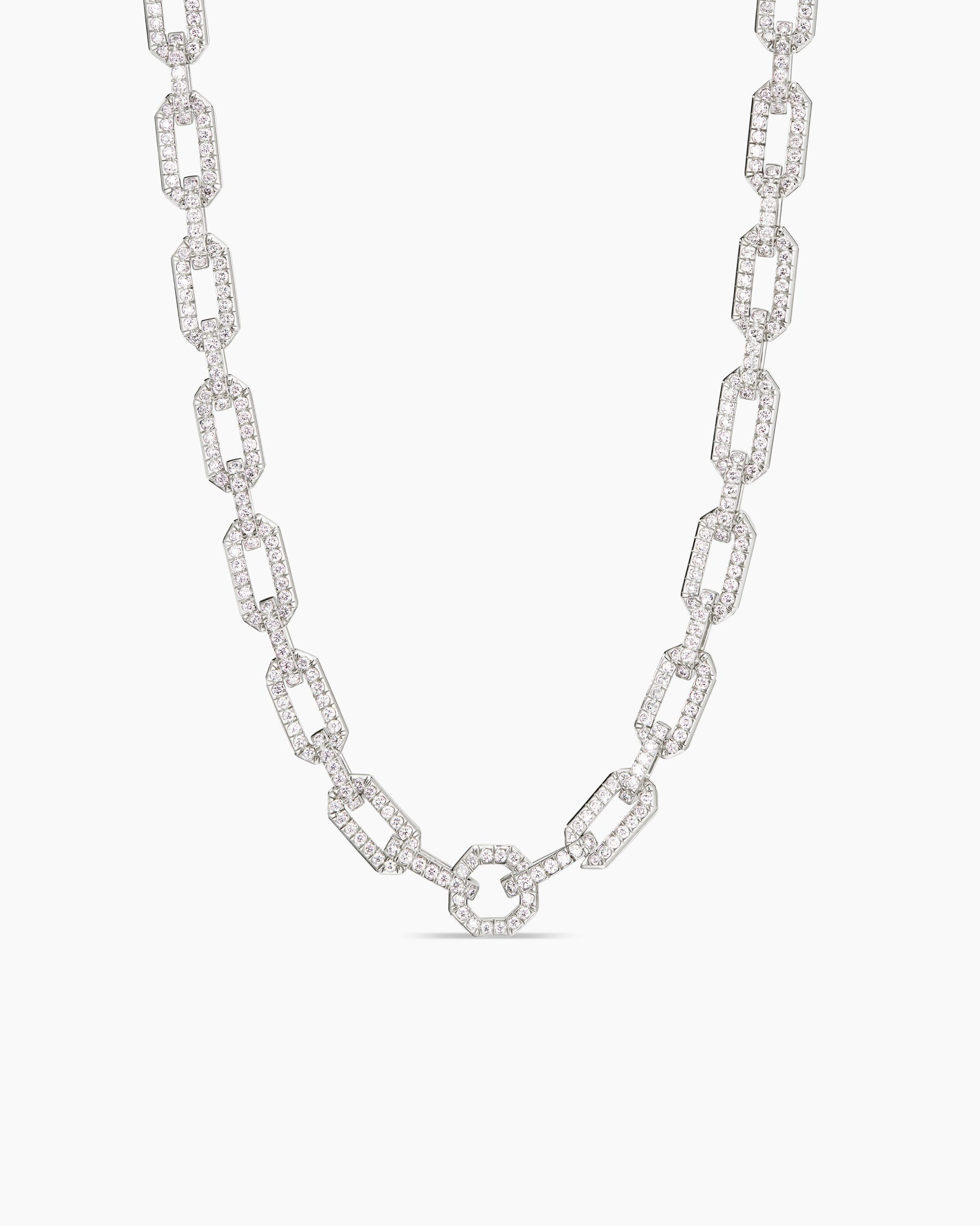 Profili 18ct White Gold Flat Mesh Link Necklet With Pave Set Diamond Clip  (Available Separately)