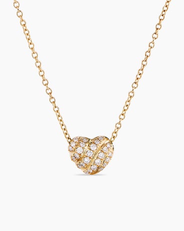 Cable Collectibles® Heart Pendant Necklace in 18K Yellow Gold with Diamonds, 6.8mm