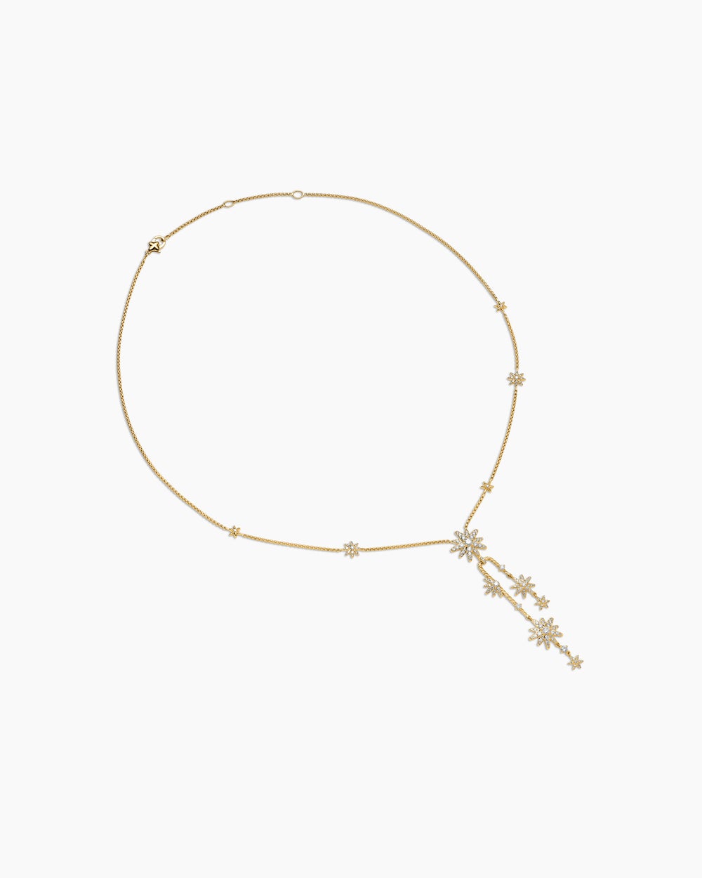 Womens Starburst Cluster Necklace in 18K Yellow Gold with Diamonds, 66mm