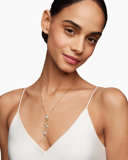 Collier en grappe Starburst en or jaune 18 carats avec diamants, 66 mm