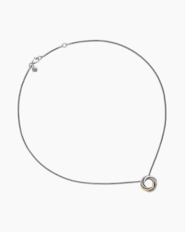 Collier avec pendentif Crossover en argent sterling avec or jaune 18 carats, 14,5 mm