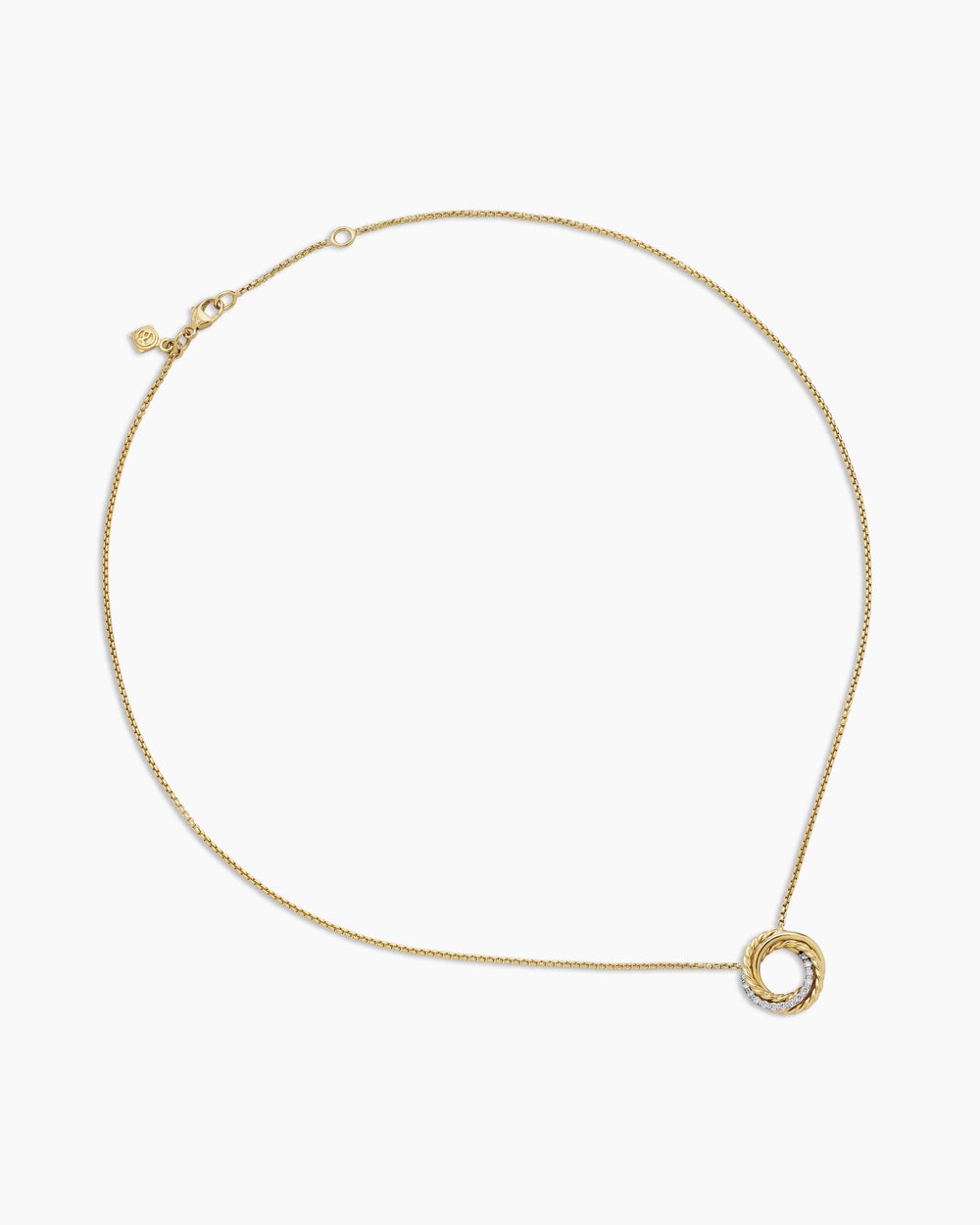 Womens Crossover Pendant Necklace in 18ct Yellow Gold with Diamonds, 14.5mm