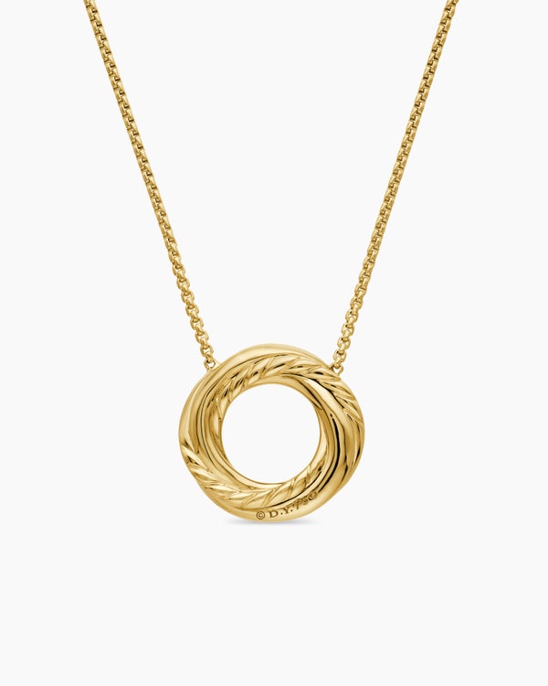 Crossover Pendant Necklace in 18K Yellow Gold with Diamonds, 14.5mm