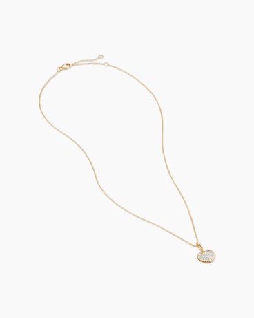 Cable Collectables® Pavé Plate Heart Necklace in 18K Yellow Gold with Diamonds