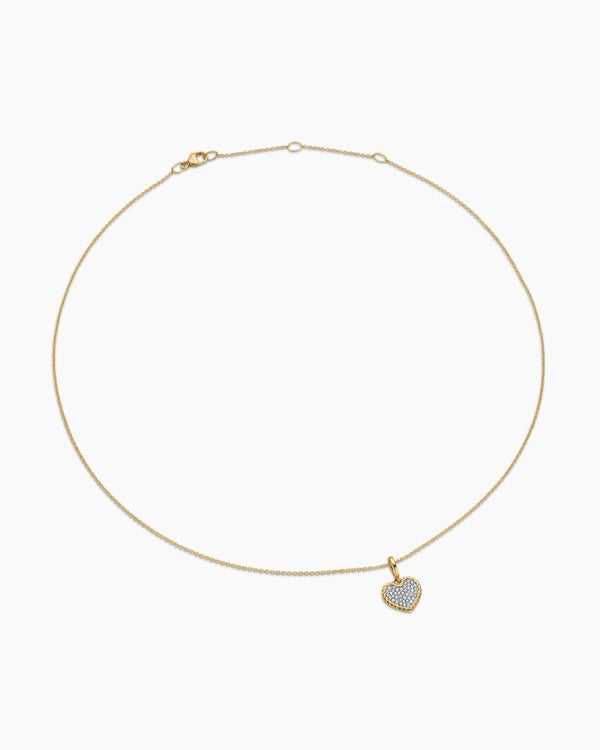 Collier à cœur plaqué Cable Collectibles® Pavé en or jaune 18 carats avec diamants, 11,5 mm