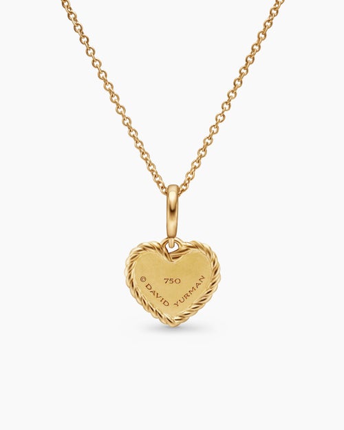 Womens Cable Collectibles® Pavé Plate Heart Necklace in 18K Yellow Gold with Diamonds, 11.5mm