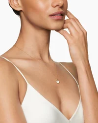 Cable Collectibles® Pavé Plate Heart Necklace in 18K Yellow Gold with Diamonds