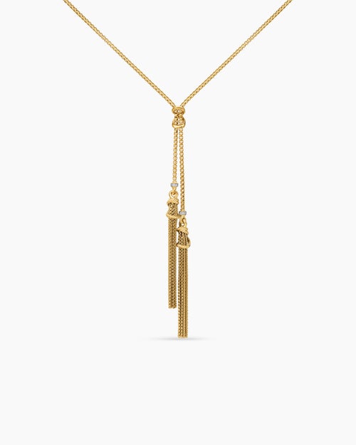 Womens Helena Tassel Necklace in 18K Yellow Gold with Diamonds