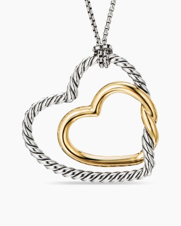 Continuance® Heart Necklace in Sterling Silver with 18K Yellow Gold, 38mm