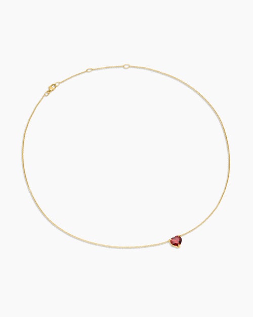 Collier avec pendentif cœur Chatelaine® en or jaune 18 carats avec grenat, 8 mm