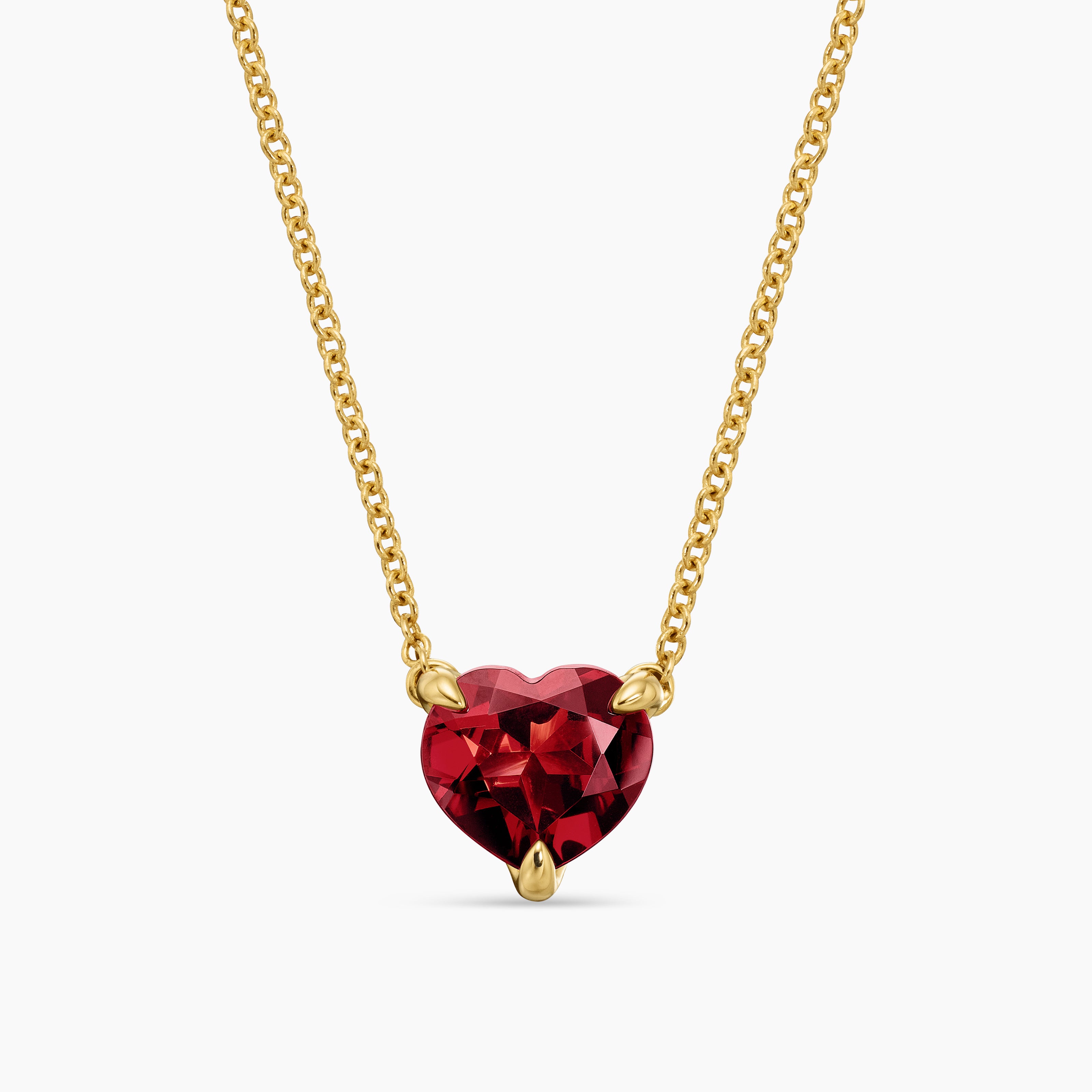 Womens Chatelaine&reg; Heart Pendant Necklace in 18K Yellow Gold with Garnet, 8mm