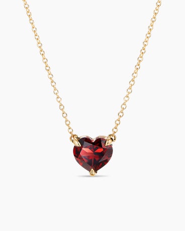 Chatelaine® Heart Pendant Necklace in 18K Yellow Gold with Garnet, 8mm