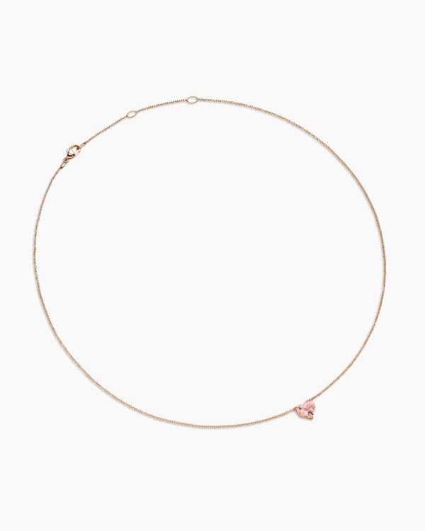 Chatelaine® Heart Pendant Necklace in 18K Rose Gold with Morganite, 8mm