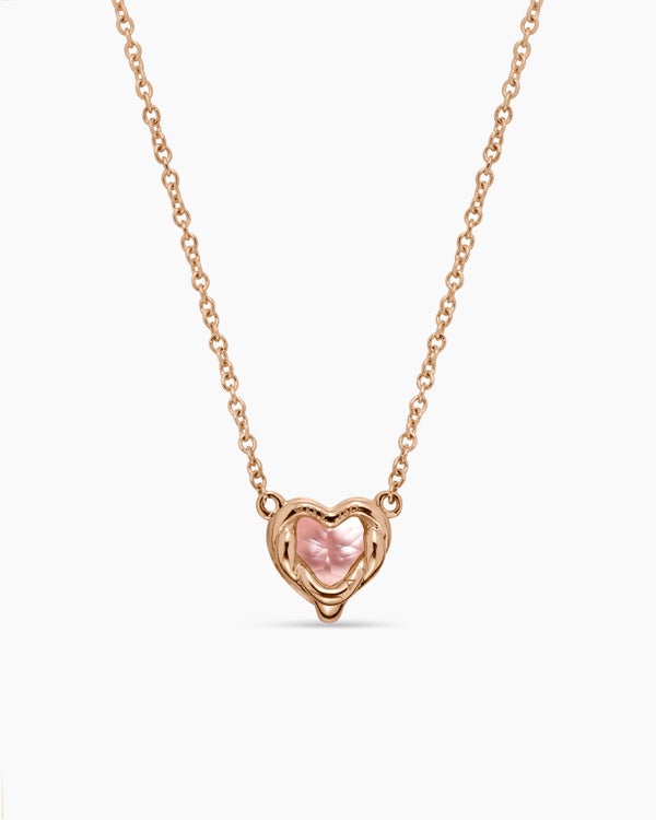 Chatelaine® Heart Pendant Necklace in 18K Rose Gold with Morganite, 8mm