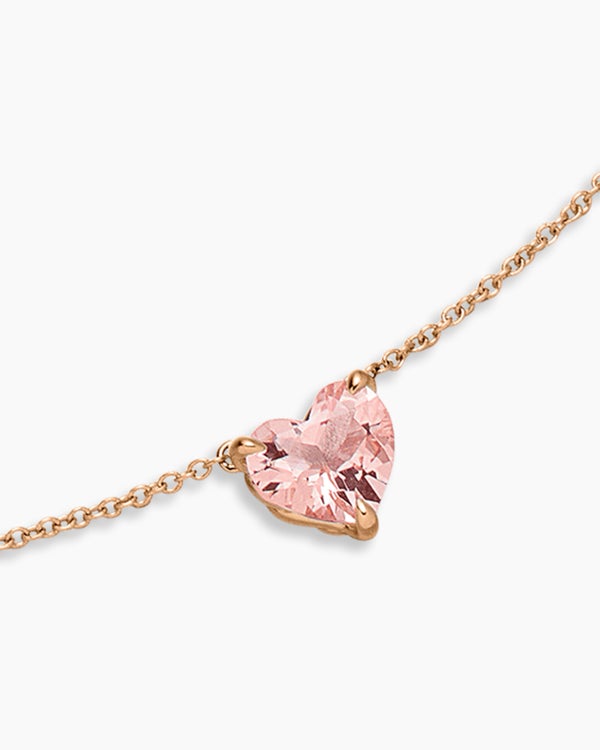 Chatelaine® Heart Pendant Necklace in 18K Rose Gold with Morganite, 8mm
