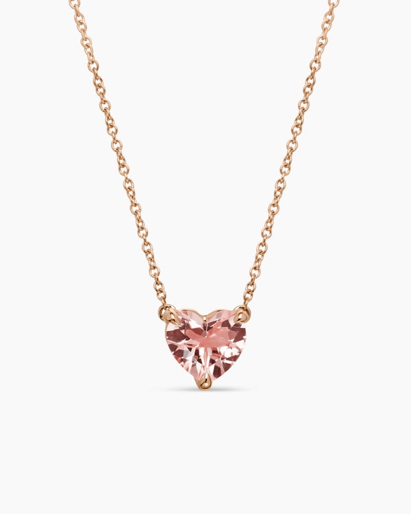 Chatelaine® Heart Pendant Necklace in 18K Rose Gold with Morganite, 8mm