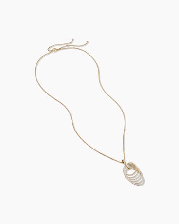 DY Origami Pendant Necklace in 18K Yellow Gold with Diamonds, 55mm