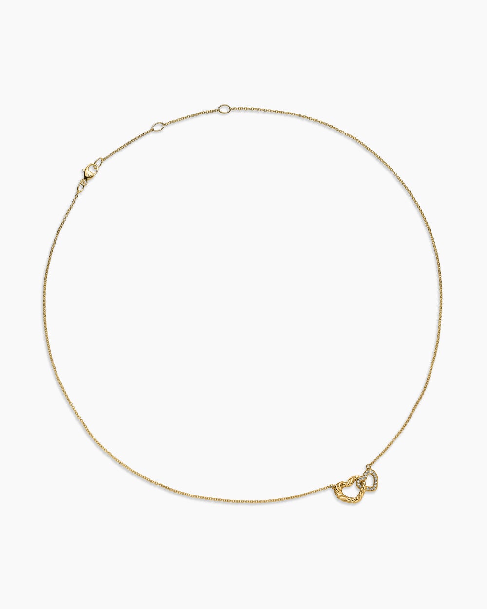 Womens Cable Collectibles® Interlocking Heart Necklace in 18K Yellow Gold with Diamonds, 20.6mm